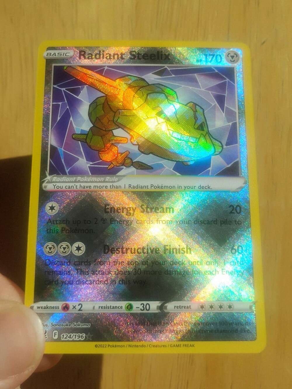 Mint 2022 Holo Shiny Radiant Steelix 124/196 Lost Origin Pokemon Card